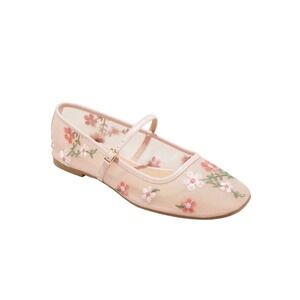 Balletcore Pink Floral Mesh Mary Janes Coquette Cottagecore Flats Size 10 NWT
